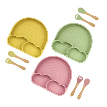 Plato Arcoiris  con tapa + cubiertos