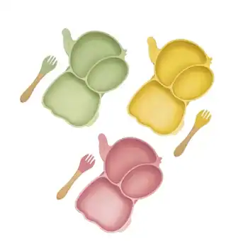 Plato Elefante de silicona con tenedor combinado