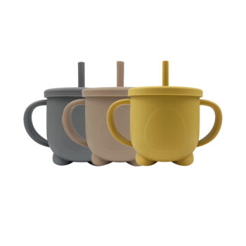 Vaso antiderrame de silicona con tapa y sorbete