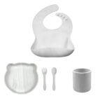 Set personalizable: Plato oso + cubiertos + babero + vaso simple
