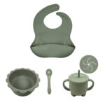 bowl-leon-cuchara-babero-vaso-antiderrame-taza-snacks-verde-salvia