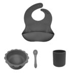 bowl-leon-cuchara-babero-vaso-gris