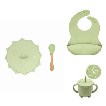 Set: Bowl Sol Con Tapa + babero y vaso 2 en 1 personalizables + cuchara