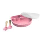 plato-arcoiris-cubiertos-madera-babero-vaso-simple-rosa