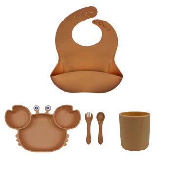 Set: Plato Cangrejo + babero y vaso personalizables + cubiertos