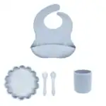 Set: Plato León + babero y vaso personalizables + cubiertos