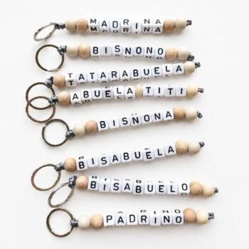 Llavero Beige y Madera